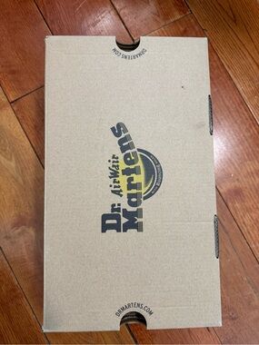 Dr. Martens Tan Cardboard Shoe Box with Black and Yellow Logo